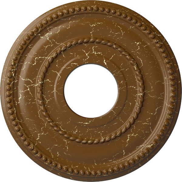Ekena Millwork Valeriano Medallion (Canopies up to 6 1/4"), 12 1/8"OD x 3 5/8"ID x 3/4"P, Smokey Topaz Crackle CM12VASTC - main